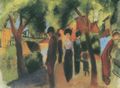 Macke, August: Spazierg�nger unter B�umen