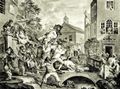 Hogarth, William: Folge »Die Wahlen«, Die gew�hlten Abgeordneten im Triumph durch den Ort getragen