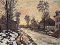 Monet, Claude: Stra�e nach Louveciennes, Schmelzender Schnee, Sonnenuntergang