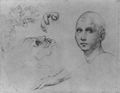 Raffael: Hl. Trinit�t mit Heiligen, Studie, K�pfe der Heiligen Maurus und Gualberto, dessen H�nde und Schlachtsszene nach Leonardo da Vincis Anghiari-Schlacht