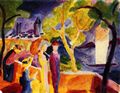 Macke, August: Spazierg�nger am See