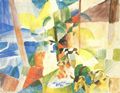 Macke, August: Landschaft mit Kindern und Ziegen