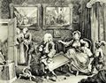 Hogarth, William: Folge »Das Leben einer Dirne«, Zweites Blatt: Moll streitet mit ihrem j�dischen Besch�tzer