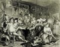 Hogarth, William: Folge »Das Leben eines W�stlings«, Drittes Blatt: Szene in der Schenke, zweite Fassung