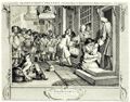 Hogarth, William: Folge »Flei� und Faulheit«, Sechtes Blatt. Der Flei�ige, nach beendeter Lehrzeit verm�hlt mit der Tochter seines Prinzipals