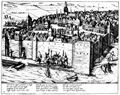 Hogenberg, Franz: Bonn, Ansicht mit Hinrichtungen auf dem Marktplatz und vor den Toren