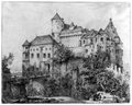 Quaglio, Domenico: Burghausen, Burg mit Abschnittsgraben und Br�cke von Norden aus