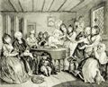 Hogarth, William: Folge »Das Leben einer Dirne«, Sechstes Blatt: Das Begr�bnis