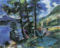 Corinth, Lovis: Walchensee mit Springbrunnen