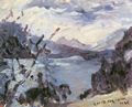 Corinth, Lovis: Walchensee mit Bergkette und Uferhang