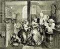 Hogarth, William: Folge »Das Leben eines W�stlings«, F�nftes Blatt: Hochzeit mit einer alten Jungfer, erste Fassung