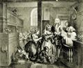Hogarth, William: Folge »Das Leben eines W�stlings«, F�nftes Blatt: Hochzeit mit einer alten Jungfer, zweite Fassung