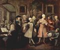 Hogarth, William: Gem�ldefolge »Der Lebensweg eines W�stlings«, Szene: Der Morgenempfang
