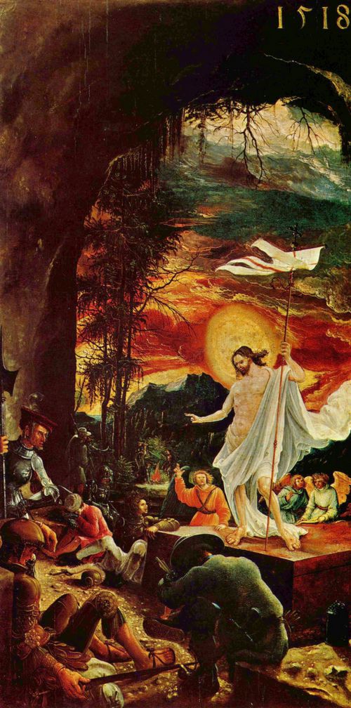 Altdorfer, Albrecht: Sebastiansaltar des AugustinerChorherrenstifts St. Florian bei Linz, Predella, Au�enseite des rechten Predellenfl�gels, Szene: Auferstehung Christi