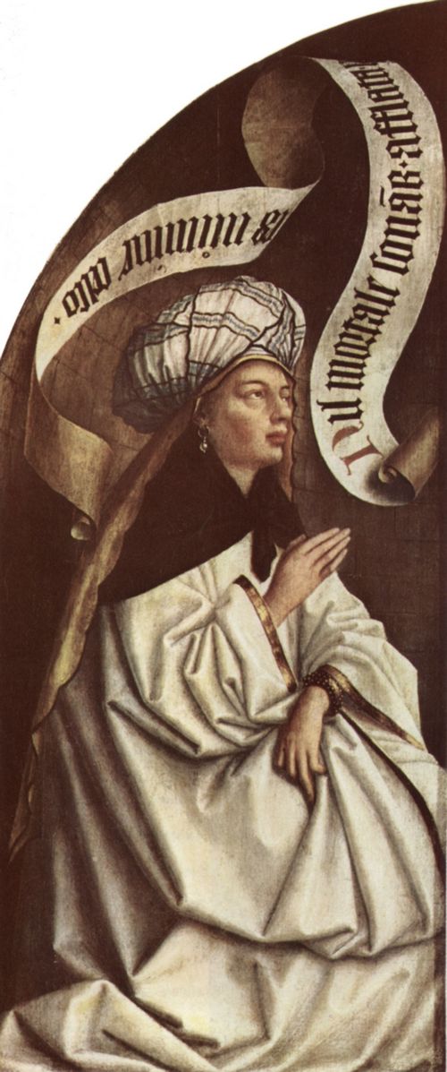 Eyck, Jan van: Genter Altar, Altar des Mystischen Lammes, linker Au�enfl�gel, innere L�nettenszene: Die Sibylle von Erythtr�a