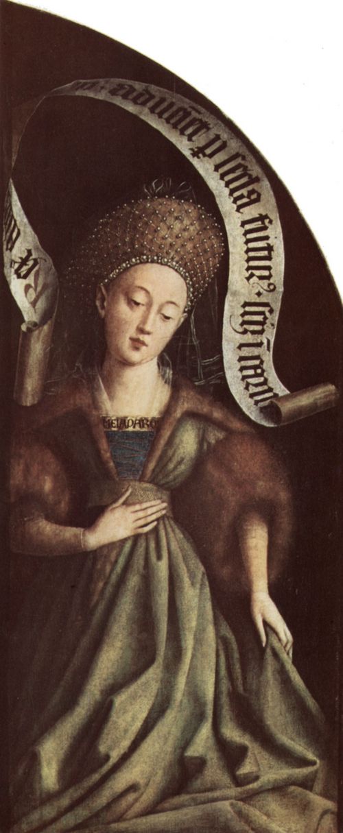 Eyck, Jan van: Genter Altar, Altar des Mystischen Lammes, rechter Au�enfl�gel, innere L�nettenszene: Die Sibylle von Cum�