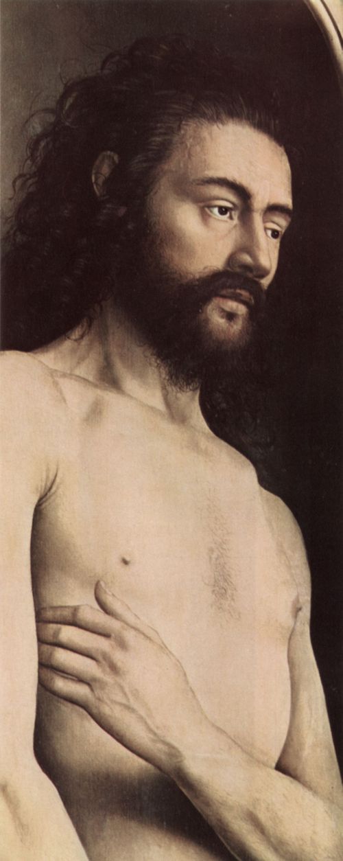 Eyck, Jan van: Genter Altar, Altar des Mystischen Lammes, linker Fl�gel, oben, �u�ere Szene: Adam, Detail
