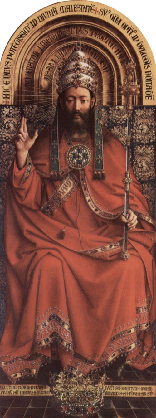 Eyck, Jan van: Genter Altar, Altar des Mystischen Lammes, obere mittlere Haupttafel, Szene: Thronender Gottvater