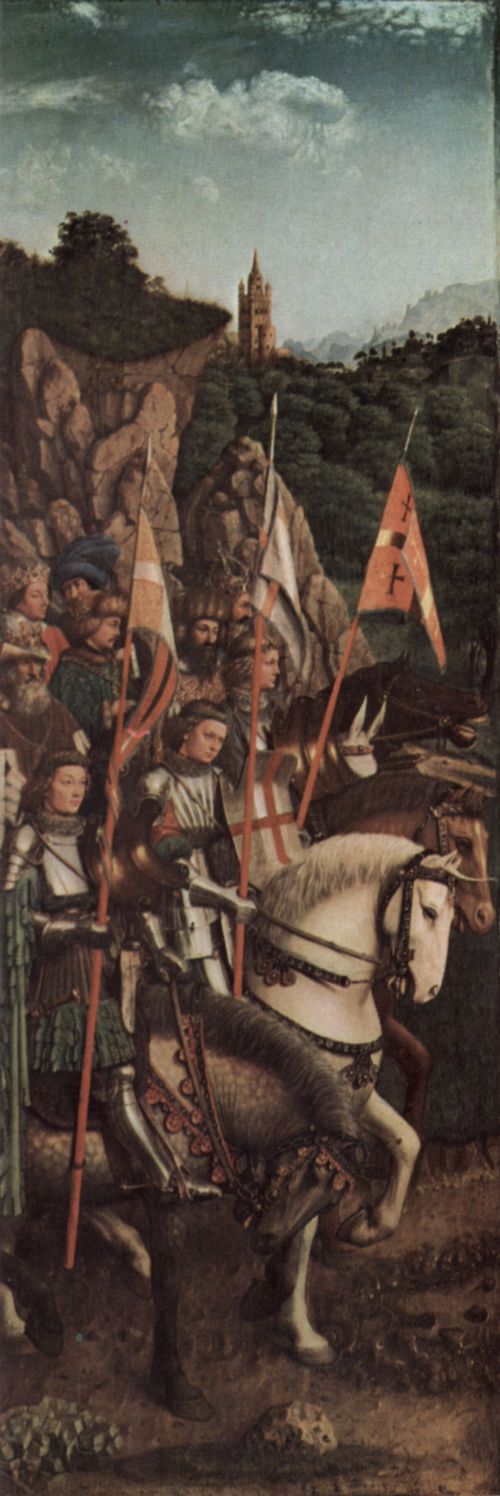 Eyck, Jan van: Genter Altar, Altar des Mystischen Lammes, linker Fl�gel, unten, innere Szene: Die Gerechten Ritter (Kopie)