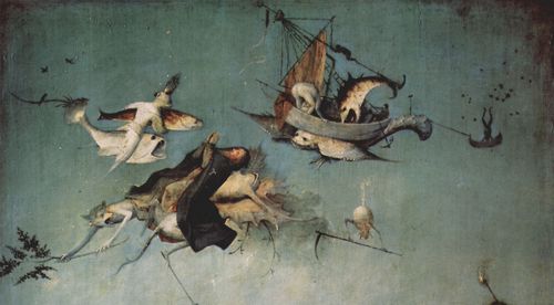 Bosch, Hieronymus: Antoniusaltar, Triptychon, Mitteltafel: Versuchung des Hl. Antonius, Detail
