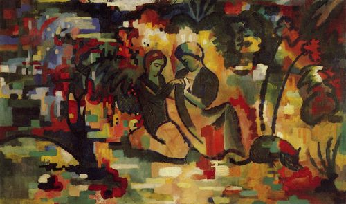 Macke, August: Entwurf f�r einen Wandteppich mit orientalischem Liebespaar
