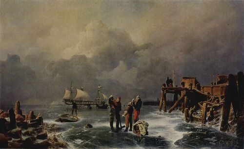 Achenbach, Andreas: Ufer des zugefrorenen Meeres (Winterlandschaft)