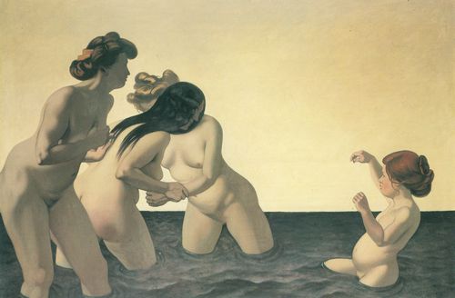 Vallotton, F�lix: Drei Frauen und ein M�dchen im Wasser spielend