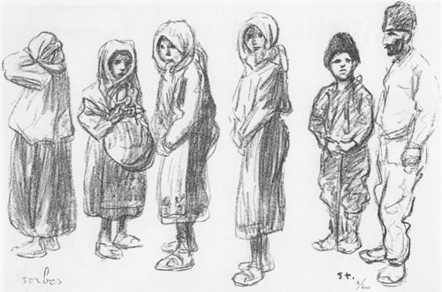 Steinlen, Theophile Alexandre: Serben (Skizzenblatt)