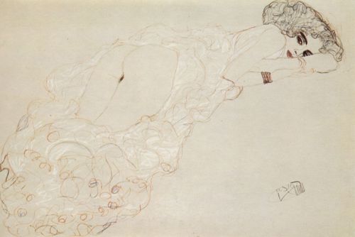 Klimt, Gustav: Auf dem Bauch Liegende