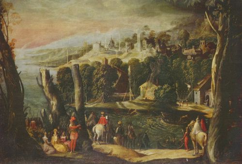 Abbate, Niccol� dell': Landschaft mit Damen und Reitern