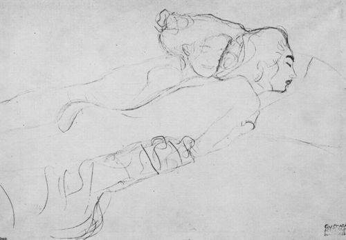 Klimt, Gustav: Zwei auf dem Bauch liegende weibliche Akte