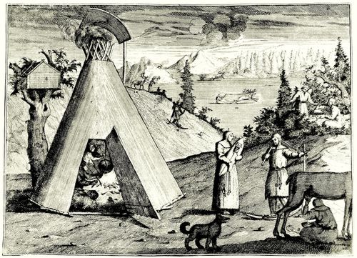 Hogarth, William: Illustration zu »Reisen durch Europa, Asien und Teile Afrikas« von Aubry de la Motraye, Lappenzelt