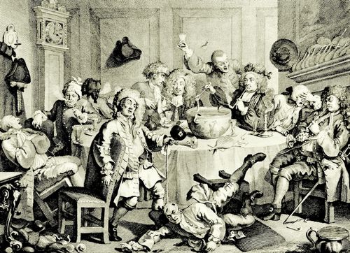 Hogarth, William: Eine gesellschaftliche Mitternachtsunterhaltung im neuesten Geschmack (Die Punschgesellschaft)