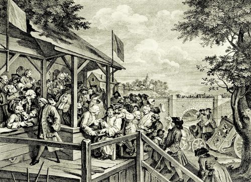 Hogarth, William: Folge »Die Wahlen«, Die Abstimmung