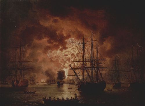 Hackert, Jacob Philipp: Untergang der t�rkischen Flotte in der Schlacht von Tschesme