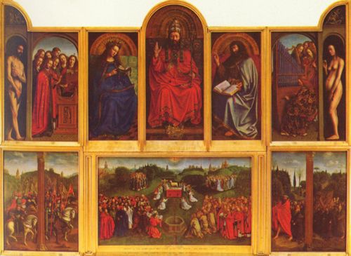 Eyck, Jan van: Genter Altar, Altar des Mystischen Lammes, Szene: Ansicht des ge�ffneten Altars