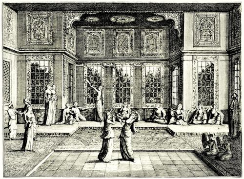 Hogarth, William: Illustration zu »Reisen durch Europa, Asien und Teile Afrikas« von Aubry de la Motraye, Das Serail