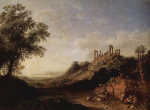 Hackert, Jacob Philipp: Landschaft mit Tempelruinen auf Sizilien