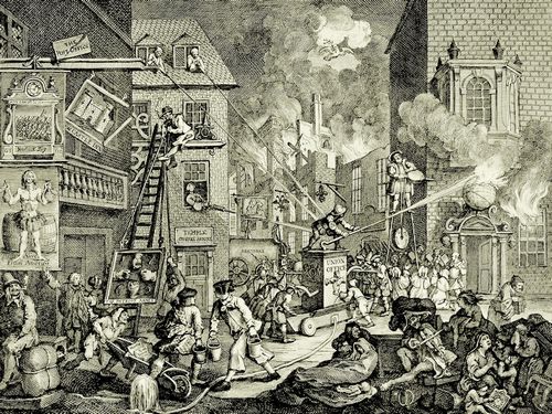 Hogarth, William: Folge »Die Zeiten«, Blatt 1, erste Fassung