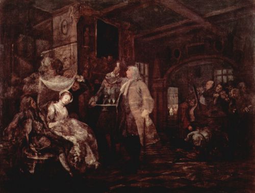 Hogarth, William: Gem�ldezyklus »Gl�ckliche Hochzeit«, Szene: Das Hochzeitsbankett