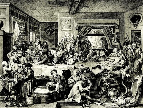 Hogarth, William: Folge »Die Wahlen«, Die Wahlfeier