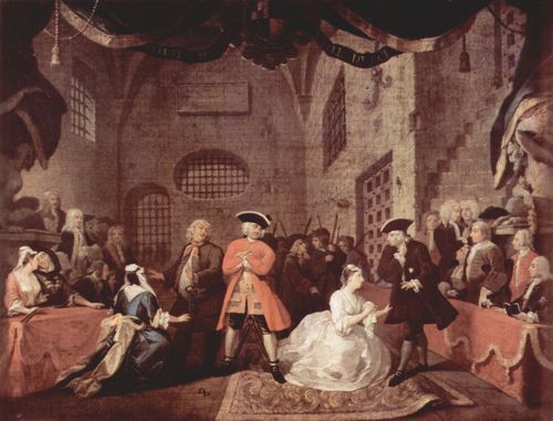 Hogarth, William: Gem�lde nach John Gays »Bettleroper«, Szene V