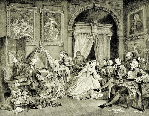 Hogarth, William: Folge »Heirat nach der Mode«, Viertes Blatt: Lever der Gr�fin