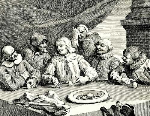 Hogarth, William: Kolumbus zerbricht das Ei