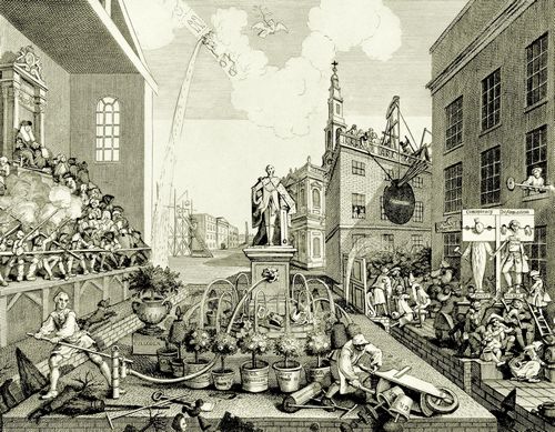 Hogarth, William: Folge »Die Zeiten«, Blatt 2, erste Fassung