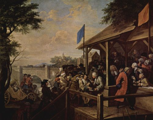 Hogarth, William: Gem�ldeserie »Wahlzyklus«, Szene: Die Wahl