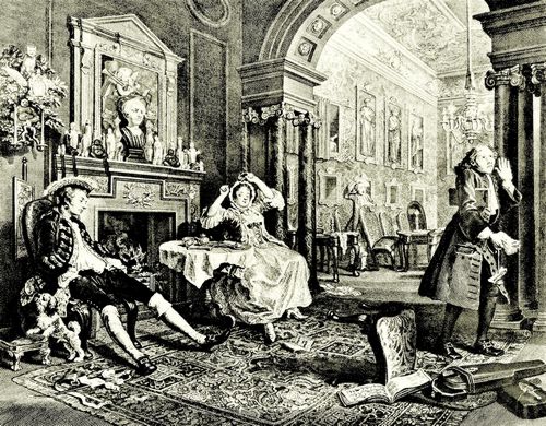 Hogarth, William: Folge »Heirat nach der Mode«, Zweites Blatt: Szene beim Fr�hst�ck