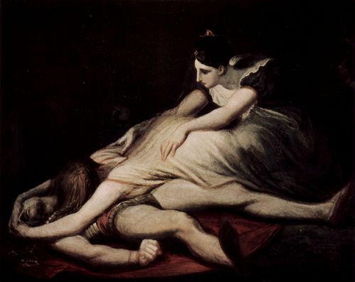 F�ssli, Johann Heinrich: Kriemhild wirft sich auf den toten Siegfried