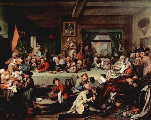 Hogarth, William: Gem�ldeserie »Wahlzyklus«, Szene: Das Bankett