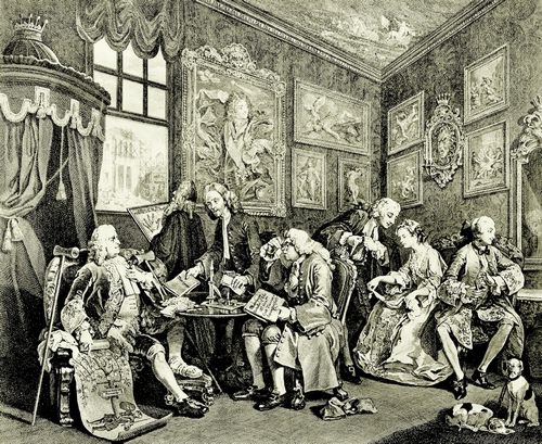 Hogarth, William: Folge »Heirat nach der Mode«, Erstes Blatt: Der Ehevertrag